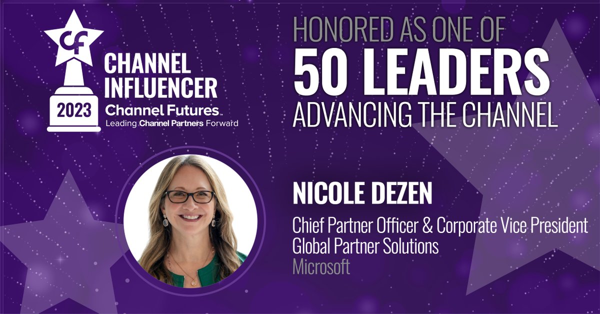 nicoledezen's tweet photo. One of the best parts of my job is connecting with our partners and collaborating on ways to learn, build, and grow. I was recently named a 2023 Channel Futures Channel Influencer, and I want to thank our #MSPartner community for your work that continues to inspire me. https://t.co/ObdnIyblZR