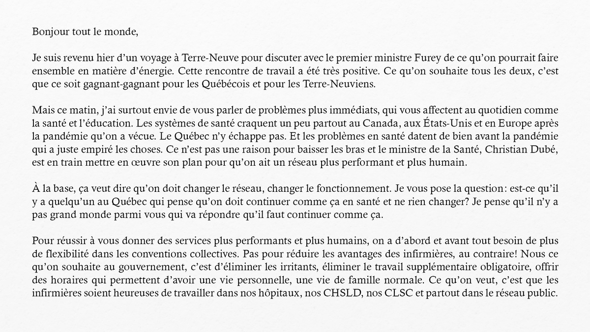 francoislegault's tweet photo. J’espère sincèrement que les dirigeants syndicaux vont rapidement accepter de faire partie de la solution. On les attend. https://t.co/CD7rR0HxLF