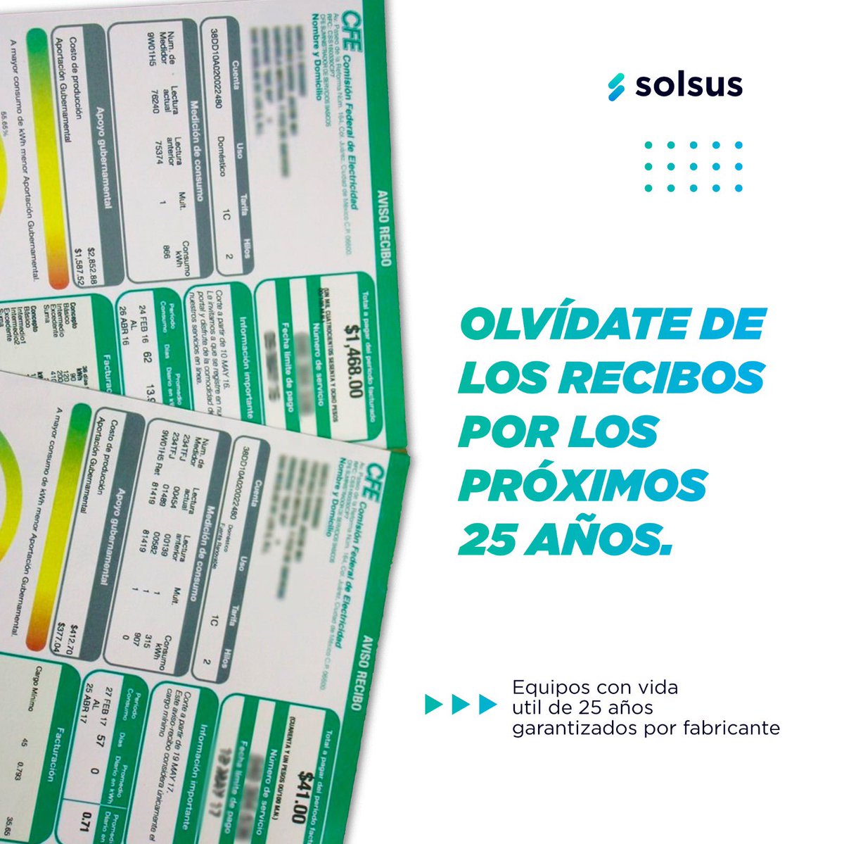 SSustentables's tweet photo. ✅⚡️Olvídate de los recibos y genera ahorros en tu casa, negocio o industria. 

Contáctanos para cualquier duda y realiza tu cotización al 📞 22 21 23 64 45 o al 📩 contacto.solsus@gmail.com https://t.co/4oCj5Dduff
