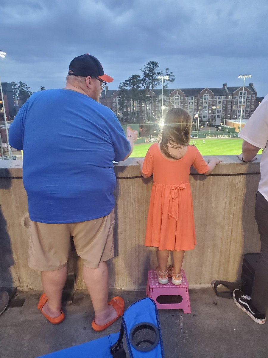 The best way to start off an <a href="/AuburnGym/">Auburn Gymnastics</a> night is with first pitch at <a href="/AuburnBaseball/">Auburn Baseball</a>. 

Quote of the night...

J: Margot don't put your spit on that book.
M: But Mr. <a href="/AUPPL/">Plainsman Parking Lot</a> did it so I can do it.

Who can argue with that logic.