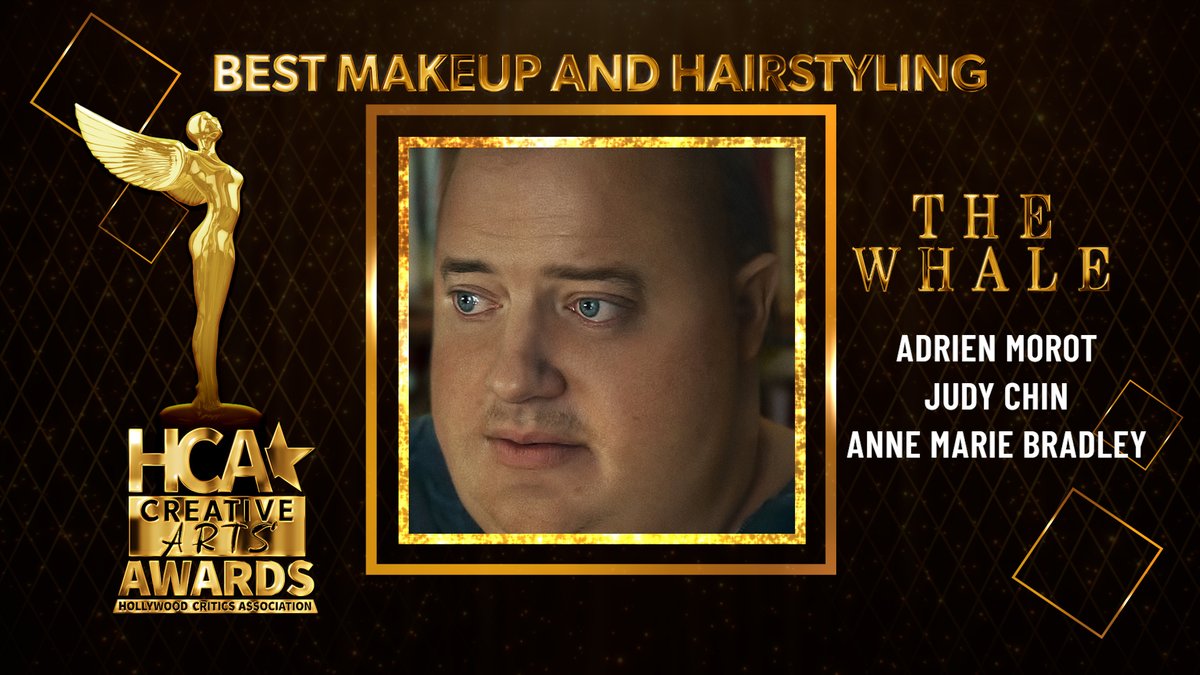 Hollywood Critics Association on Twitter: "The Best Makeup and Hairstyling  Award goes to... #TheWhale' Adrien Morot, Judy Chin, and Anne Marie Bradley!  #HCACreativeArtsAwards #HCAFilmAwards https://t.co/C5CaaaPAYA" / Twitter