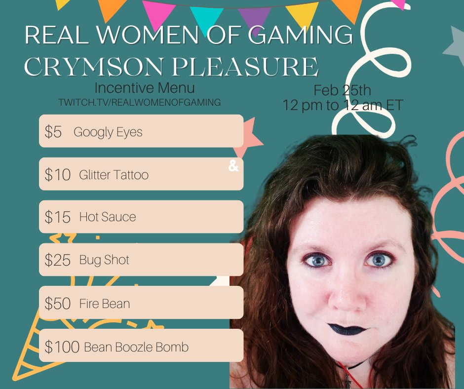 RealWomenGaming's tweet photo. Help RWOG & @GirlStreamers raise money for @PlayerVsHunger & our own Crymson Pleasure is putting herself on the line for your amusement!
Donations: https://t.co/rmOwfbYjc6
Boost The Signal!
#RWOG #BSSH #PlayerVsHunger #fundraiser https://t.co/BPN3JFP50N