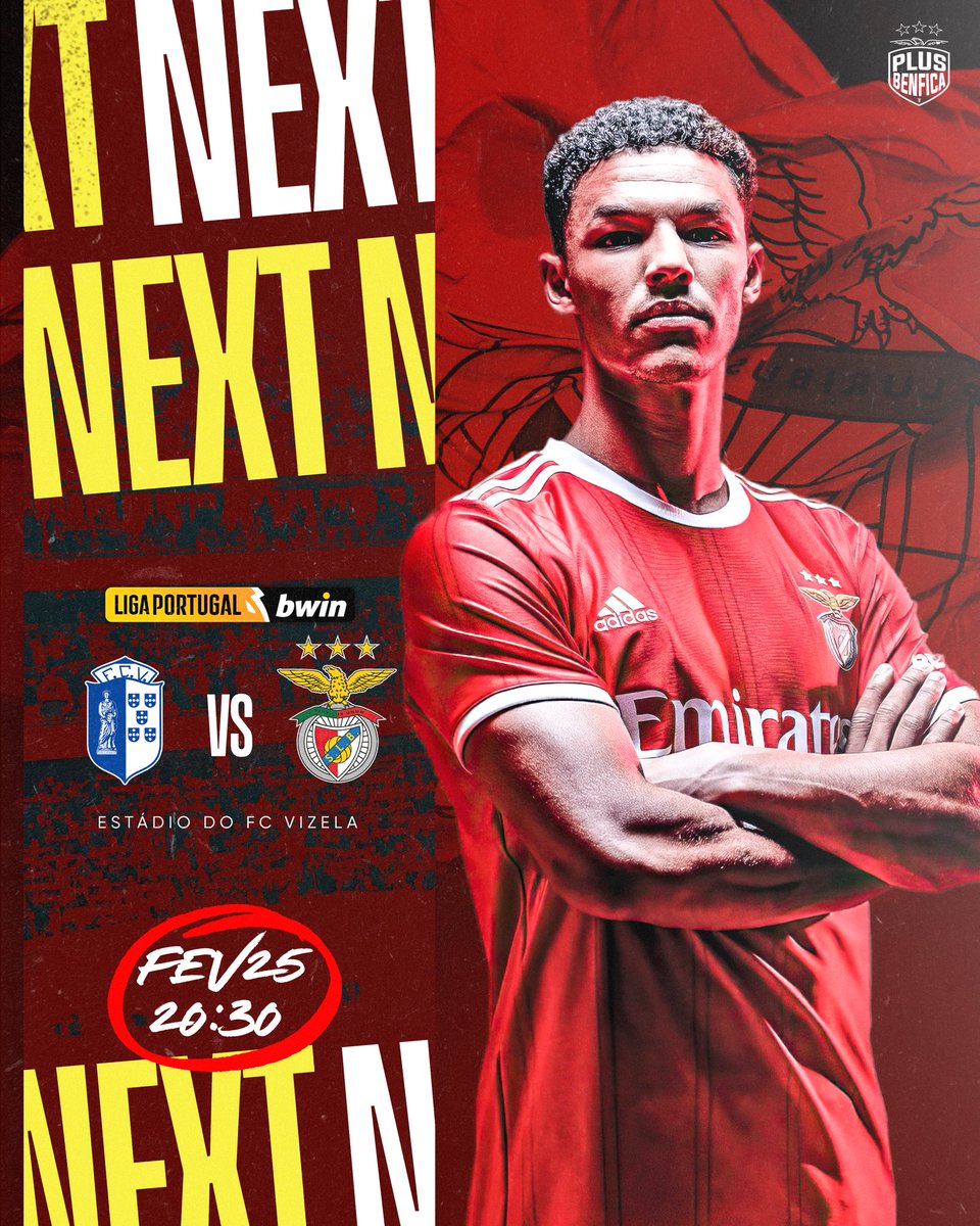 plusbenfica's tweet photo. HOJE NÃO DÁ, JOGA O BENFICA ❤️
🆚 FC Vizela
⏰ 20:30
🏟️ Estádio do FC Vizela
𝐂𝐀𝐑𝐑𝐄𝐆𝐀 𝐁𝐄𝐍𝐅𝐈𝐂𝐀 🦅 Quais são os vossos prognósticos para este encontro da #LPBwin ⚡️? https://t.co/LADKRPw8za