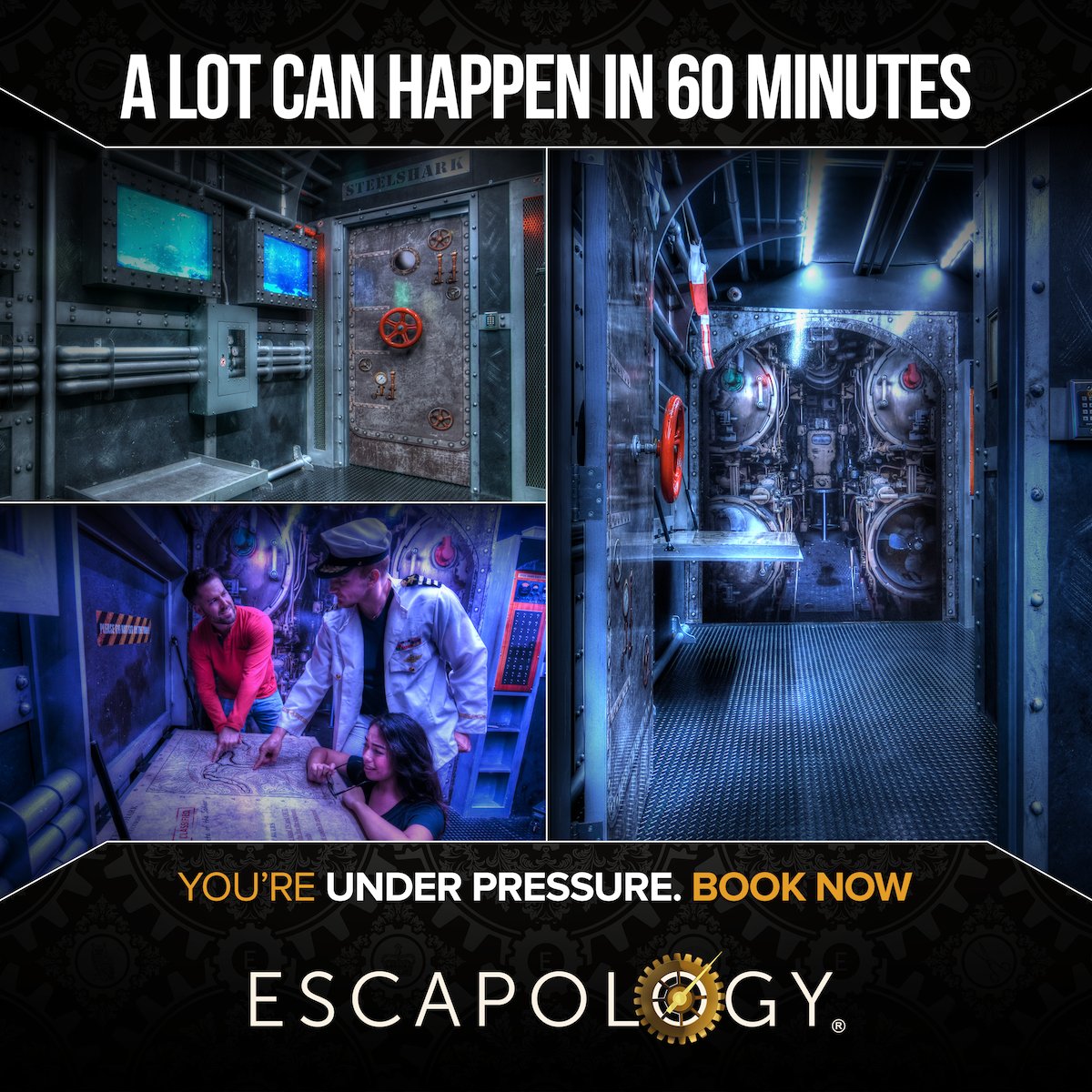 Oxygen is already RUNNING OUT! Can you reinstate the power and help the Steel Shark back to the surface before the entire crew perishes?

Book Under Pressure now: escapology.com/en/austin-tx