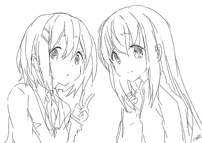 いっちゃん最初に描いたぼざろがこれっていう気持ちでながめてる 
