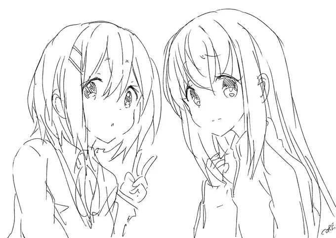 いっちゃん最初に描いたぼざろがこれっていう気持ちでながめてる 