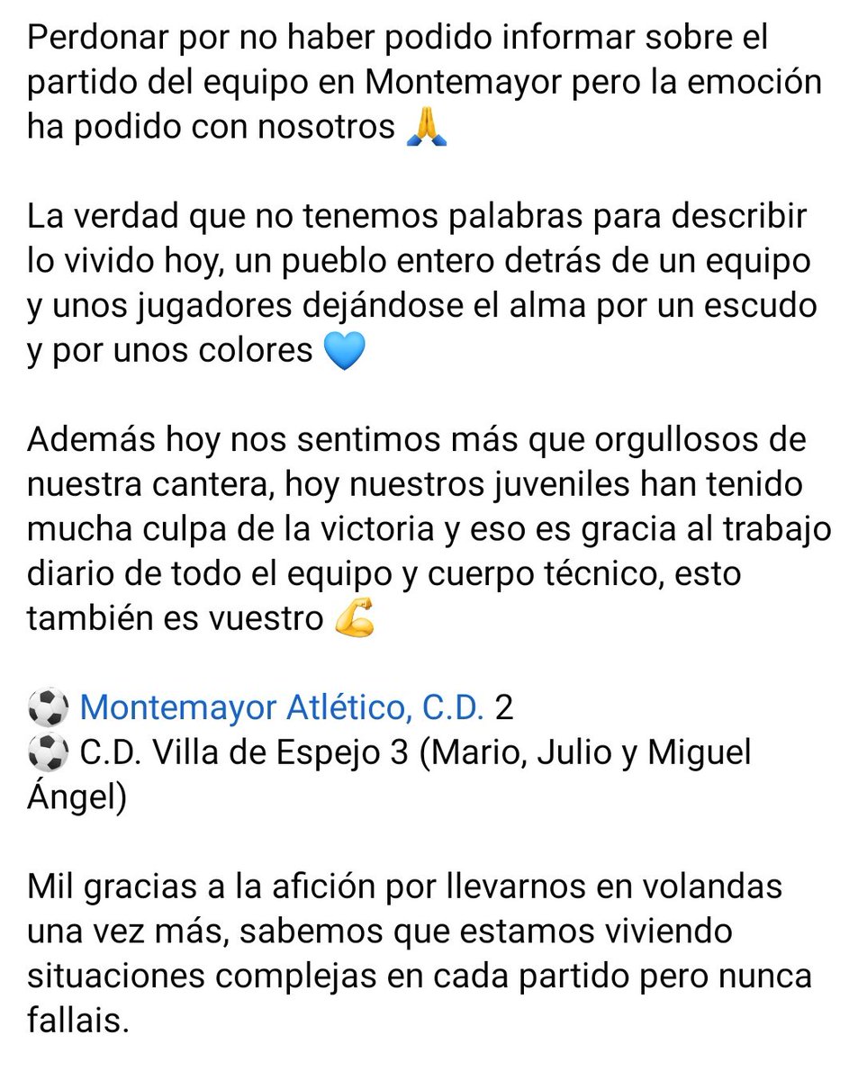 CDVilladeEspej1's tweet photo. Aún no es matemático pero el ascenso más cerca 😜 https://t.co/96IEgq5cf5