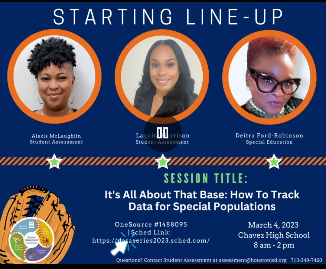 DeitrAmazing's tweet image. @HoustonISD
 @HISDSPED @HISD_OSP It&apos;s All About That Base: How to Track Data for Special  Populations..Join us for the Batter Up Data Summit March 4th!  #DataSeries2023  @HISD_Assessment @khechara @SuperESO_3 @Erwin_Garcia_ @LEONSCOTT07