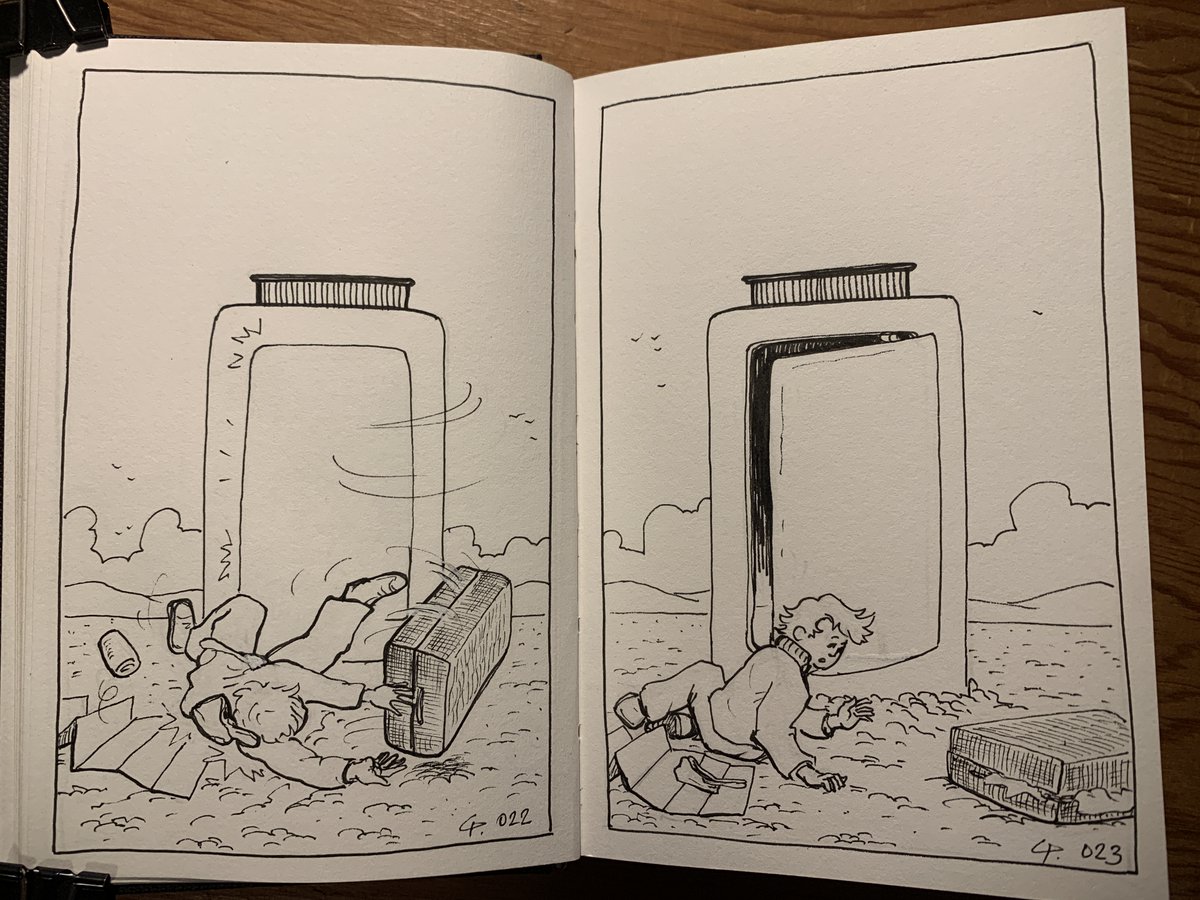 RiverbyNight's tweet photo. 022-025/365 #Onedrawingadayforayear. Making up a story one page a day at a time. Follow along.  #365drawingproject #ink #comicart #storyteller https://t.co/uL6d53Qqdv