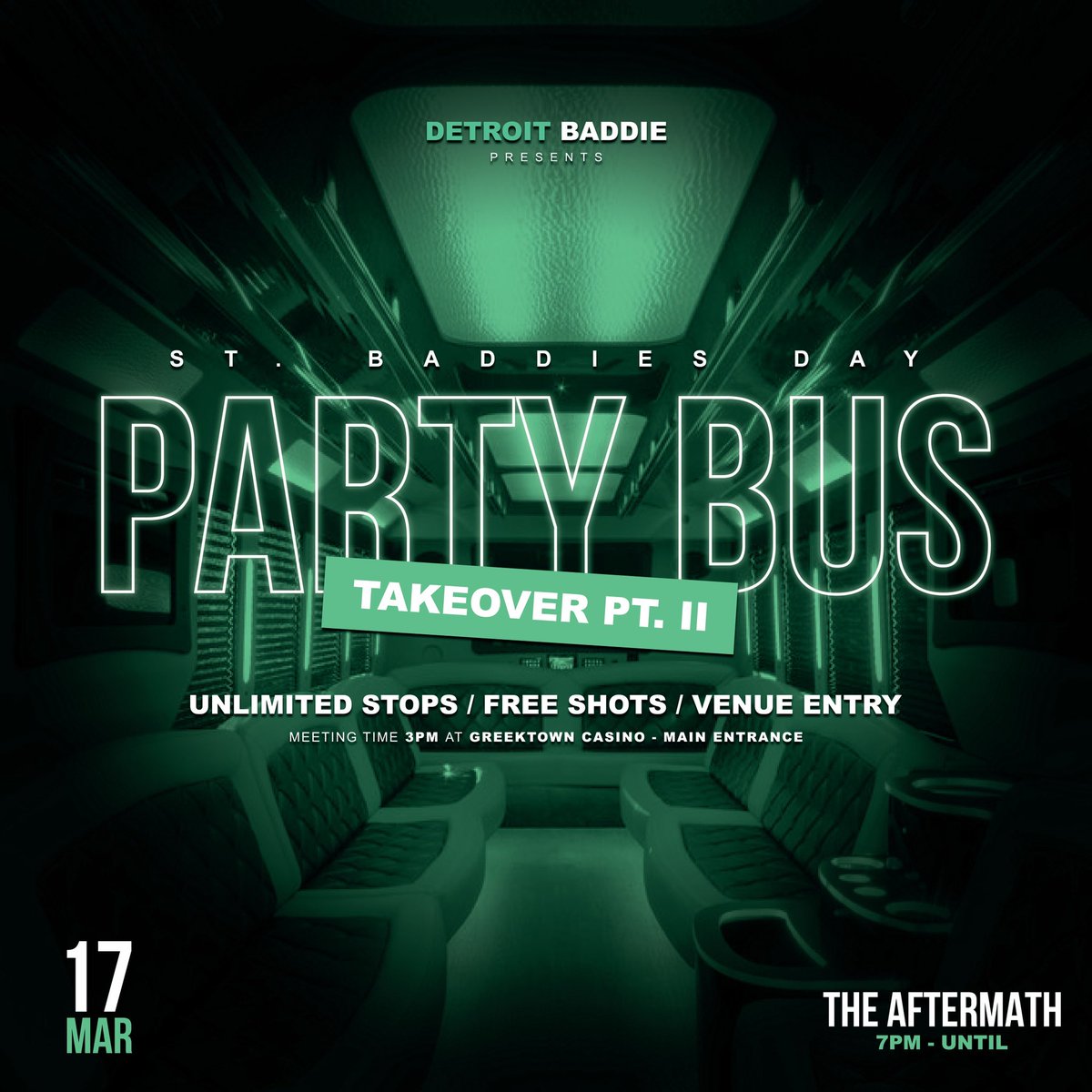 St Baddies Party Bus Pt. 2

Join us for a good time as we go throughout the city for a good time! Don’t want to drive or be in traffic? Come turn up with us 

Multiple stops, shots, venues and more 

wix.to/OSVGGBR?ref=2_…