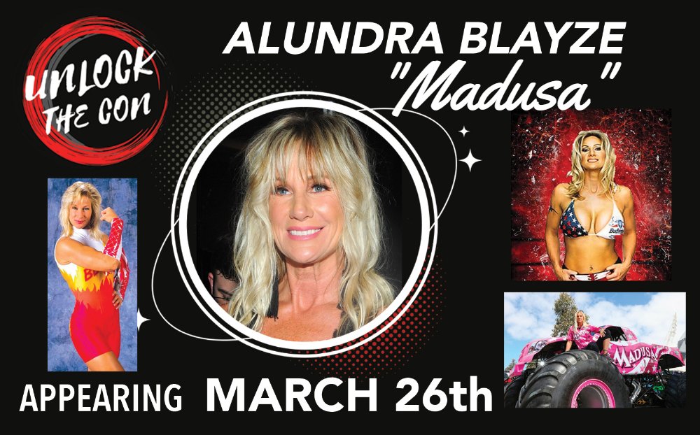 Unlock the Con (@unlockthecon) on Twitter photo Wrapping up our Celebrity guests for March, we have "Queen of Carnage" Madusa!! Aka Alundra Blayze!! Join Madusa for an Exclusive Breakfast where you can chat with her about her 30+ years in the wrestling industry & more! FREE GA!
tixr.com/e/62583
<a href="/Madusa_rocks/">Madusa/AlundraBlayze</a> Wrapping up our Celebrity guests for March, we have "Queen of Carnage" Madusa!! Aka Alundra Blayze!! Join Madusa for an Exclusive Breakfast where you can chat with her about her 30+ years in the wrestling industry & more! FREE GA!
tixr.com/e/62583
<a href="/Madusa_rocks/">Madusa/AlundraBlayze</a>