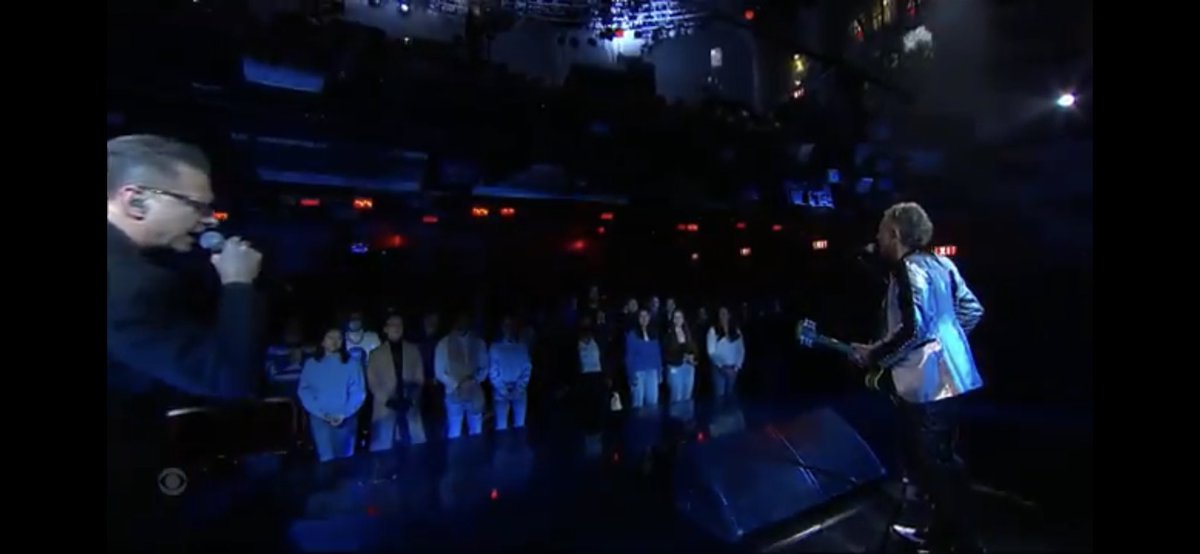 LM_Shepard's tweet photo. Not trying to be judgmental but I am just saying when I see @depechemode in about a month in the tour opening show, I am not standing there looking like I am waiting to pick up my kid from school. What was up with the Colbert audience? #MementoMori  #livemusoc https://t.co/DlbVLBcDKg