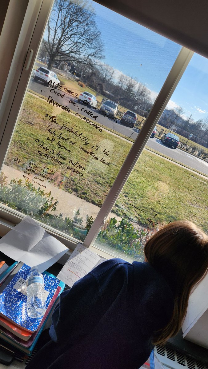 Quackenbushmath's tweet photo. When you run out of whiteboard space, you improvise! 7th grade working in groups to write down their takeaways from Probability lesson.
@dealschool #iteachmath #msmath https://t.co/8aZyAPqZHY