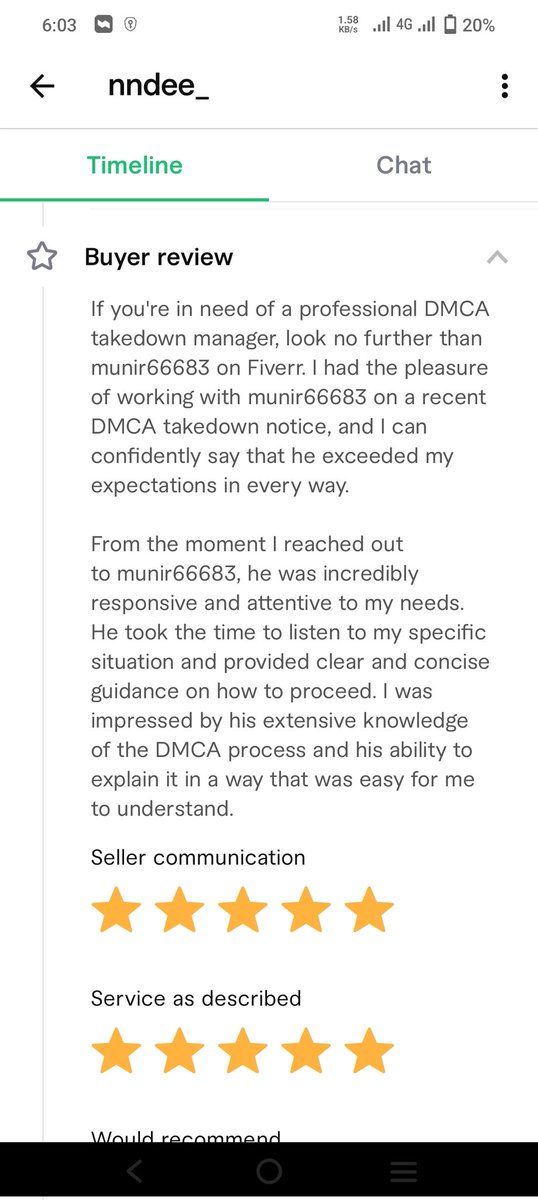 dmcaexper683's tweet photo. Got 5 star review🥰
#fiverr #models #leakedvids #onlyfansbabe #onlyfans #remove #dmca #onlyfansremoval #Copyright https://t.co/UqIOqCONg7