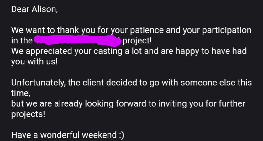 I don't mind not getting a job if I get such a nice let down letter! #casting #actor