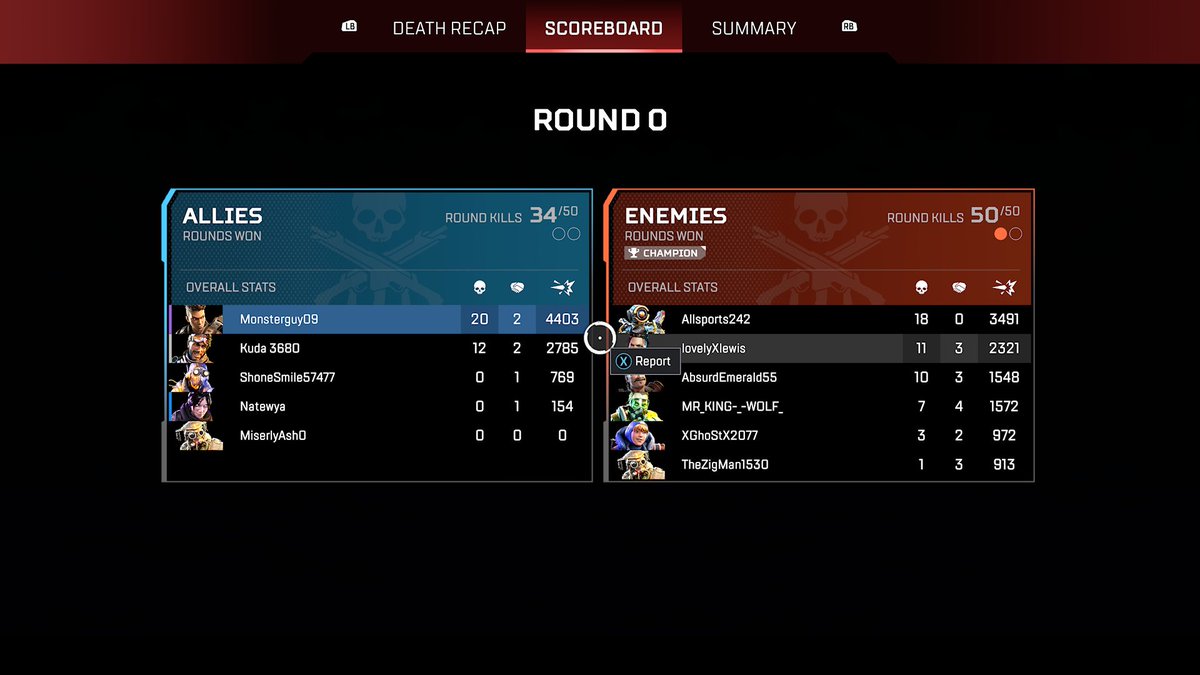 Monsterguy09's tweet photo. @playapex @respawn Where's the after game survey after this?🤣 https://t.co/DLBzgVqYjI