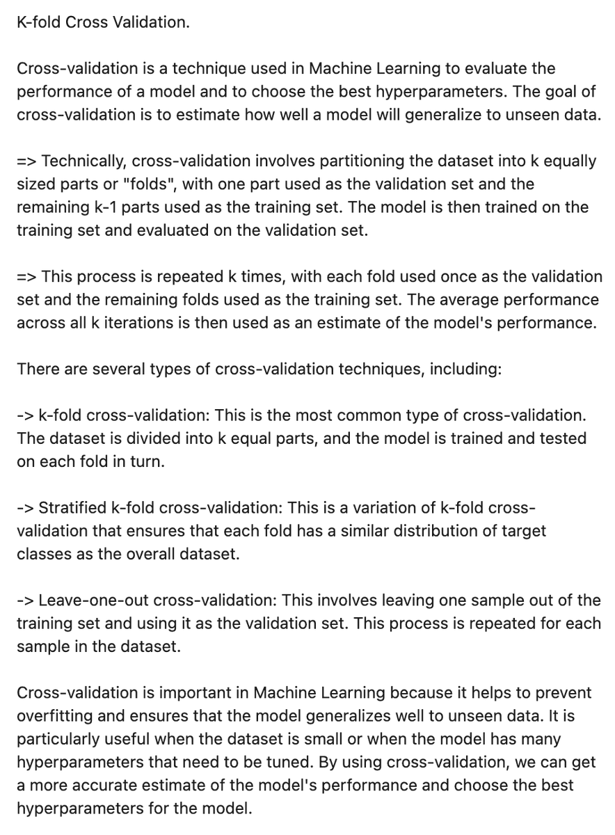 ChandraPraksh_B's tweet photo. Machine Learning Concept 15:
K-Fold Cross Validation.
#machinelearning #python #javascript #datascience #kFoldCrossValidation #CrossValidation #artificialintelligence #classification #regression #algorithms #model #accuracy #outliers #underfit #overfit #features #dimensions #AI https://t.co/N32Nd6UE2c
