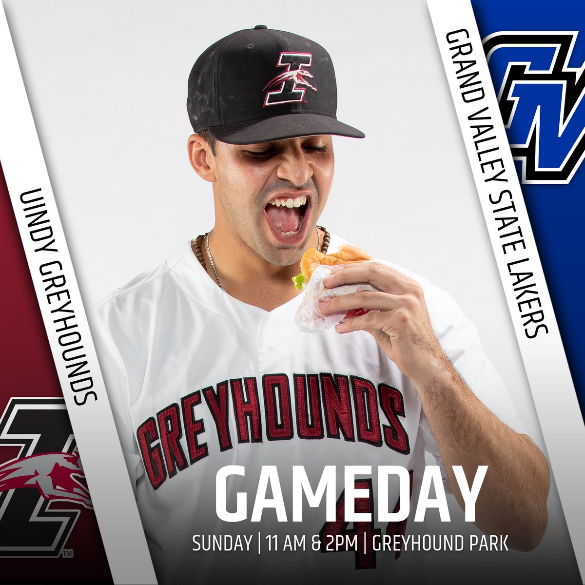 ⚾️ | <a href="/UIndyBaseball/">UIndy Baseball</a> is all fueled up and ready to MASH! 🍔

📍 Circle City
🏟️ Greyhound Park
⏰ 11 AM &amp; 2 PM
🆚 Grand Valley State
📊 bit.ly/3xtJkqW
📺GLVCSN.com/UIndy