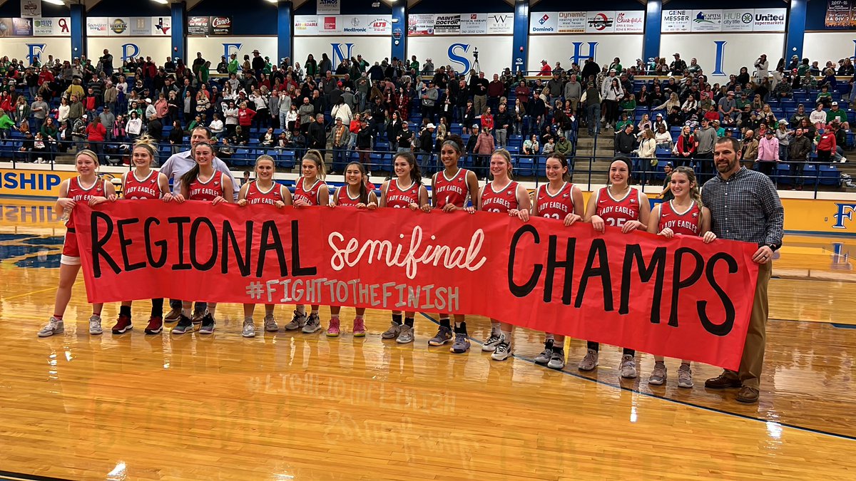 Holliday 59
Shallowater 37
Final

Lady Eagles close out the Fillies to set the school record for single postseason wins. They’ll play in the regional finals for the second time in school history tomorrow at 1 against the winner of Jim Ned and Idalou