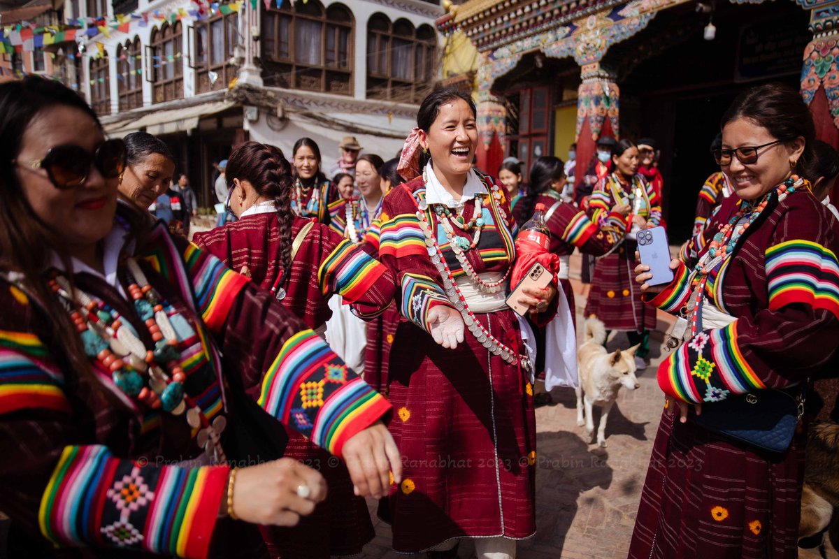 prabinranabhat's tweet photo. People from the Nhinba community of #Humladistrict clad in #traditionalattires take part in a cultural ritual during #GyalpoLhosar, marking the 2150 New Year of the Rabbit in #Kathmandu, #Nepal , #February23, 2023.  #prabinranabhat #photojournalistnepal  #culturenepal  #asia https://t.co/Ss70KjIGxa