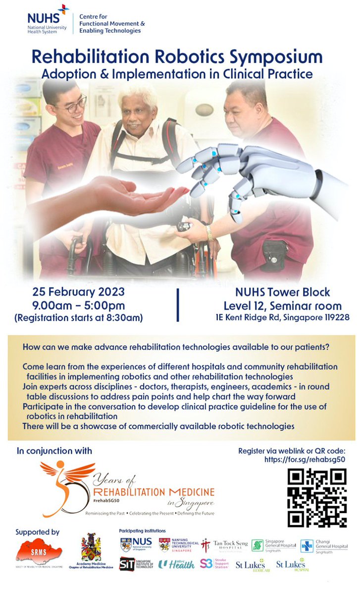 We are one of the 3 companies exhibiting at the Rehabilitation Robotics Symposium organised by NUHS! Join us at our booth if you are participating! #rehab #rehabrobotics #neurorehab #stroke #sci #spinalcordinjury #dementi #esoglove