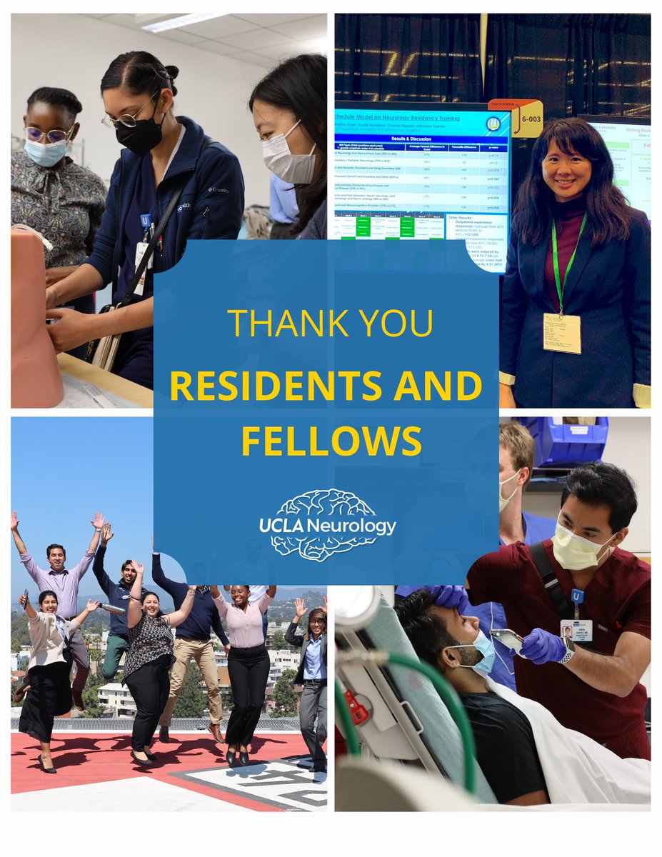 Happy Thank a Resident and Fellow Day! Our trainees stand out as the best part of the @UCLANeurology program, and we greatly appreciate your dedication to your patients and to the field of neurology! #ThankAResidentDay