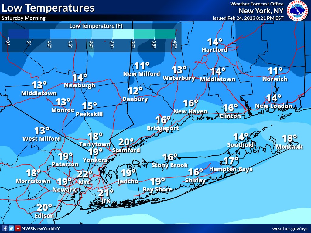 NWS New York NY on Twitter "Cold air has settled back into the region
