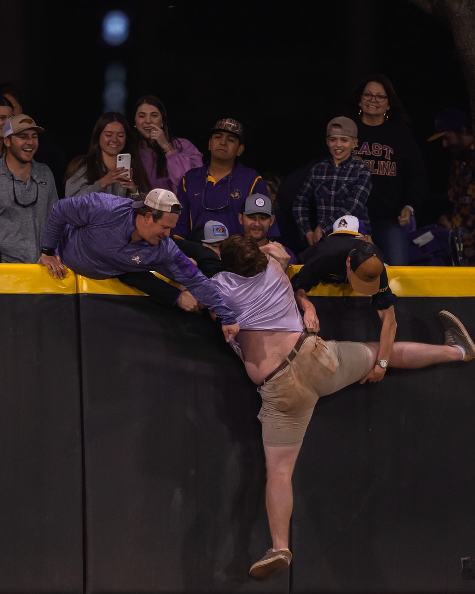 ECUBaseball's tweet photo. PSA: Victory Laps are for players only 😂😂😂 https://t.co/HGjw8vRkop