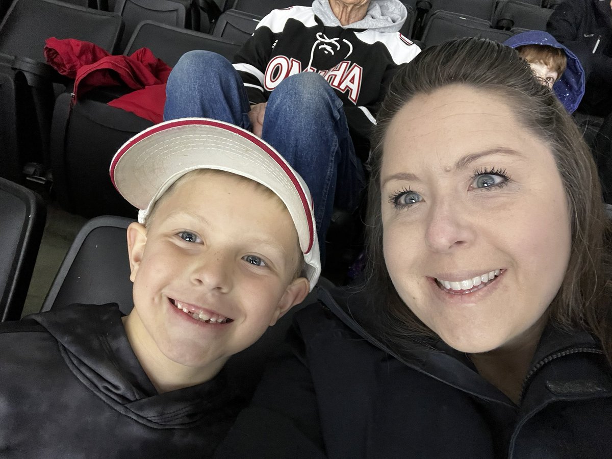 JessicaATC's tweet photo. The boy is cheering for #11 @OmahaHKY &amp; missing his favorite game time friends, @DocsOmaha 💜💙💚💛 https://t.co/StCbiJWf2k
