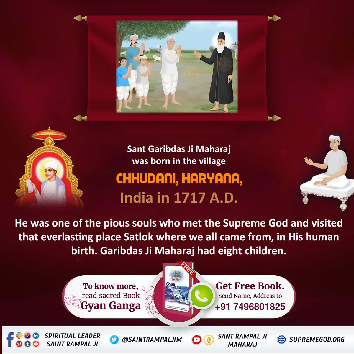 RealSachinJi's tweet photo. #Who_Is_SantGaribdasJiMaharaj 
Saint Garibdas Ji Maharaj, after going to Satlok, came on the earth and told the true knowledge to the people and where and where he is Supreme God Kabir who is the master of all. https://t.co/Dmah4Vj0xp
