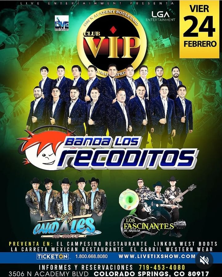 BalderasZaira's tweet photo. Hoy viernes 24 de febrero se presenta @BANDARECODITOSS en COLORADO, SPRINGS  ven a disfrutar todos sus éxitos, no te lo puedes perder💃🎶👏 estaremos presentes 😍

@fuentes_meely
@los_rcs
@ItzelFran18 https://t.co/CXVMxujvgg