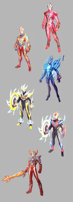 いわゆるスーパーウルトラマンたち。過去に描いたもの一覧ですね。スーパータロウとレジェンドはまだですね。スーパータロウはどう描くか難しいけど(笑)。多くは人外(まぁそもそも人外ですが)的な描写を心がけてます。   #ジェネスタ #ウルトラマンギンガ