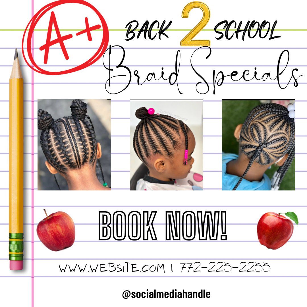 Excited to share this item from my #etsy shop: Back 2 School,price list, diy social media Sale flyer, back 2 school social media post, Hair Sale Bundle #facebook #socialmedia #digitaldownload #backtoschool #back2schoolsale #sale #hairsale #kidsbraids etsy.me/3ExgPwb