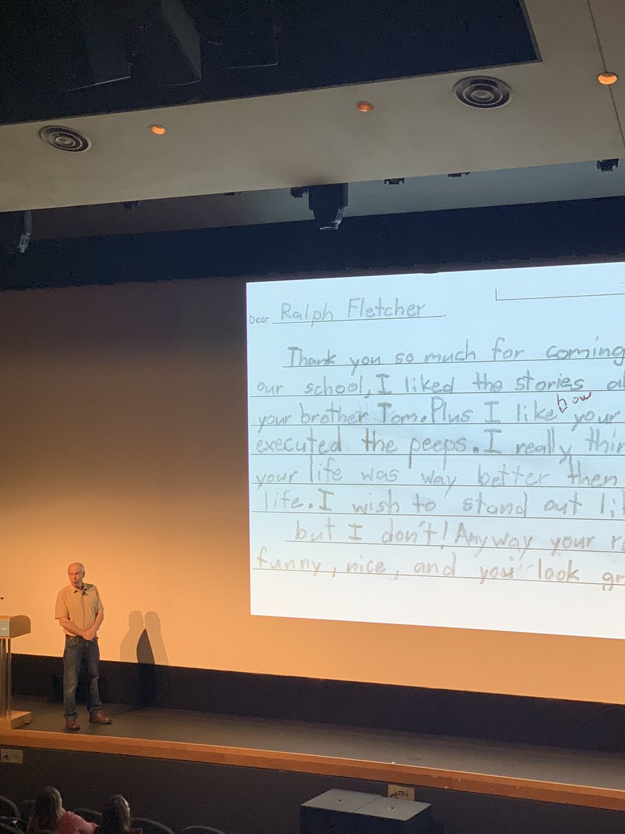caraewarren's tweet image. Ralph Fletcher served up “top shelf” adjectives and verbs at the TALE conference! @WriterRalph17 
#studentwriting #TALE2023