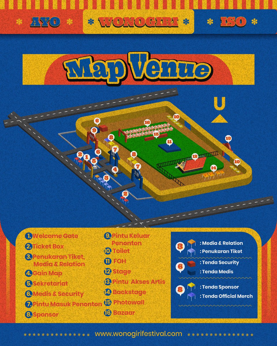 Ini nih Dulur layout venue Wonogiri Festival 2023 nanti!
Disimak dan dipahami biar ga bingung ya Dulur..
Sampai jumpa di Wonogiri Festival 2023!

#WonogiriFestival2023
#AyoWonogiriIso