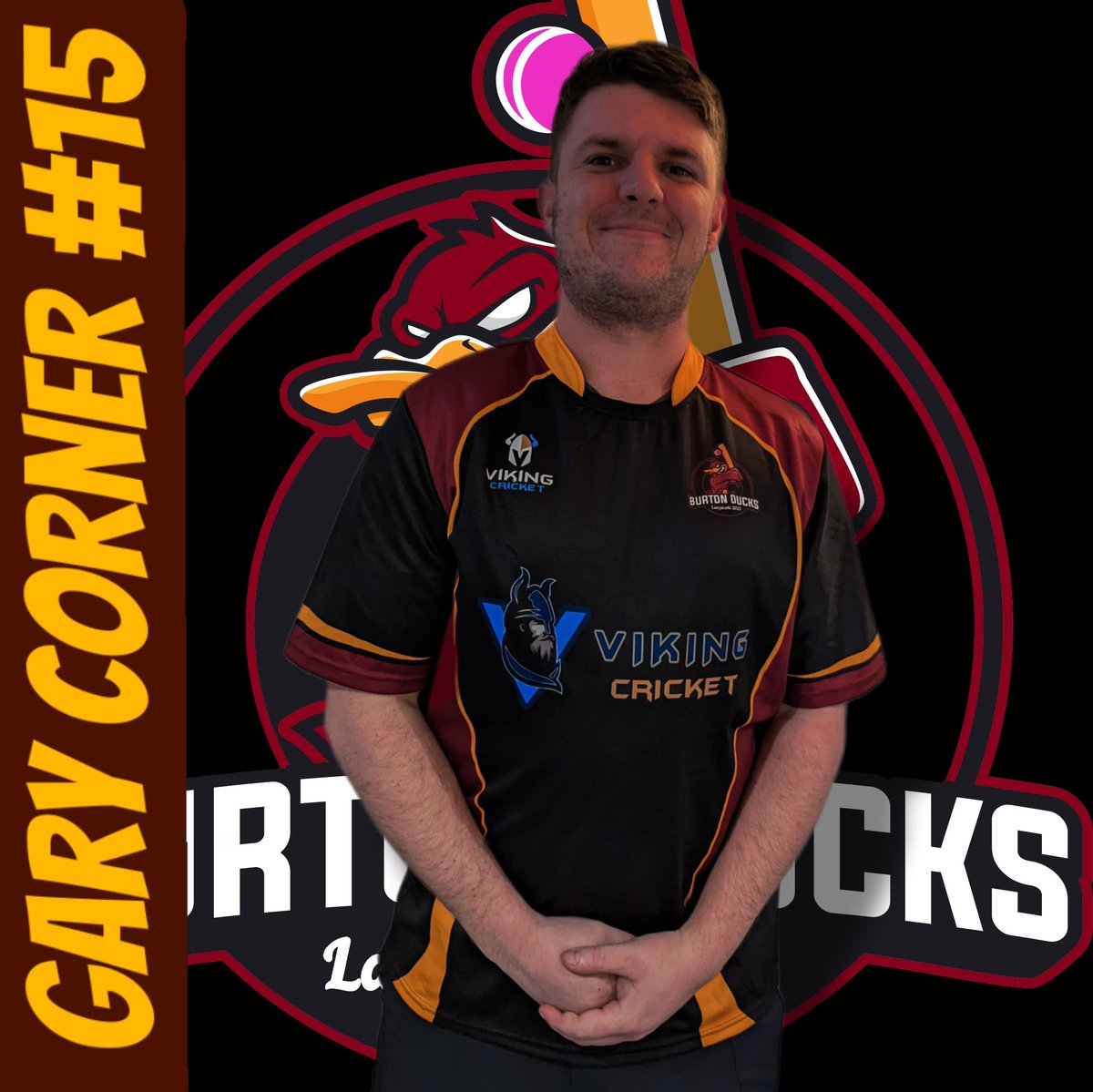 BurtonDucks's tweet photo. The last in todays meet the 2023 team is #15 Gary Corner with his Right arm over bowling Economy at 2.82 and taking 46 wickets in his last 2 seasons combined with his 785 runs Left Handed @BurtonDucks  is happy to have this ambidextrous all rounder in the pond with us this year https://t.co/hcFoWTPywn