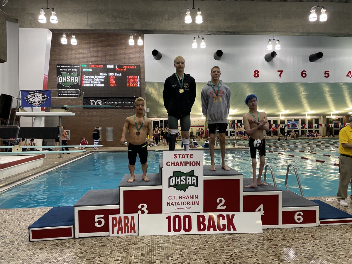 thomaschris79's tweet photo. What a State Tournament for Sophomore, Lucas Culotta.  State runner up in both the para 50 free and 100 back.  Both swims were best times.  Looking forward to being back in Canton with Lucas the next two years. Go Bees! ⁦@bbhathletics⁩ ⁦@bbhswimmingbees⁩ https://t.co/ej3wePI5EK