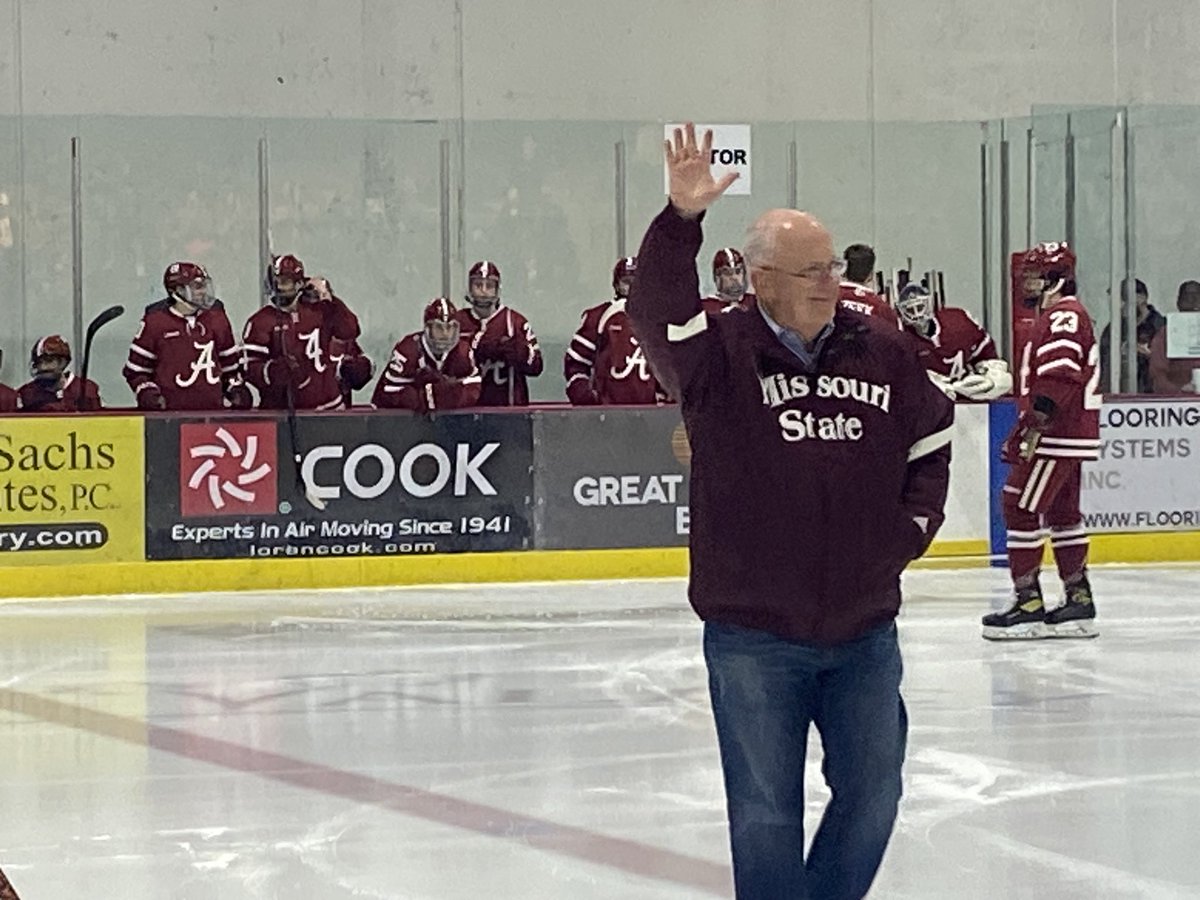 Honored to drop the puck tonight at senior weekend for the <a href="/MOStateHockey/">MO State Ice Hockey</a> team. Bears up 2-0 first period.
