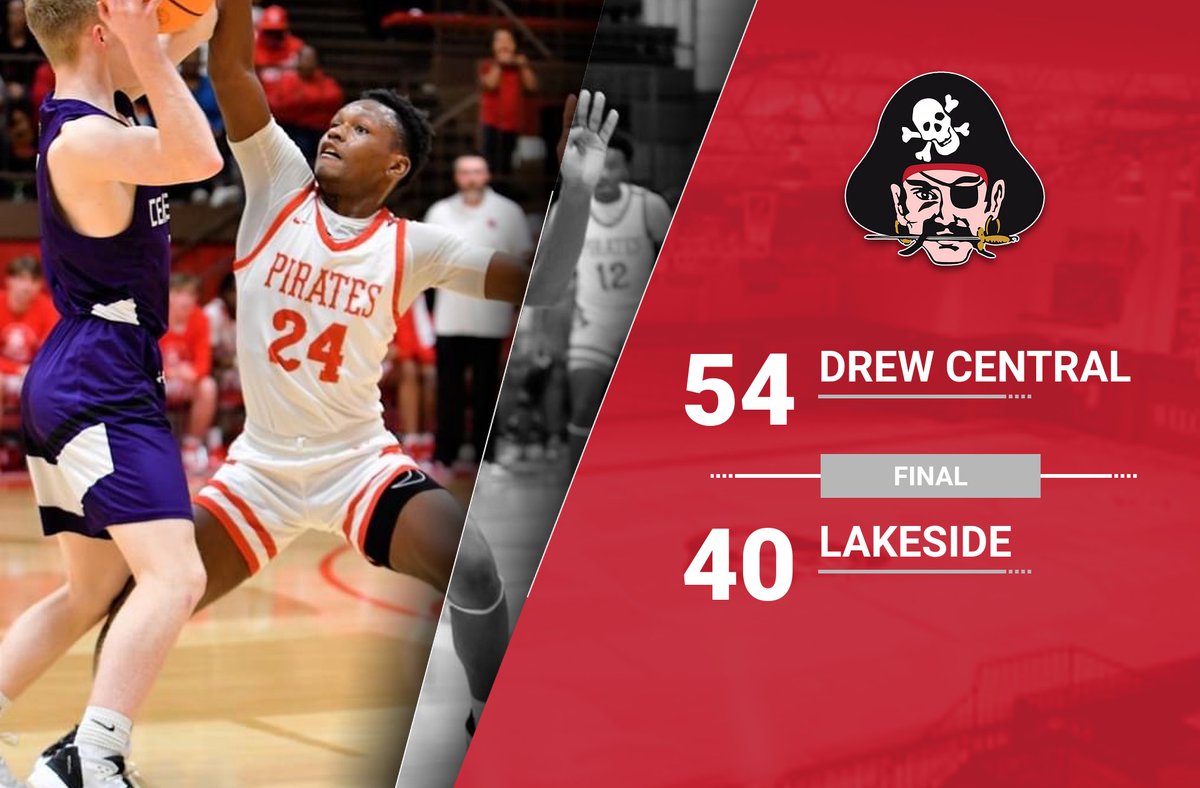 Drew Central defeats Lakeside 54-40 to advance to the Regional Championship tomorrow! COME OUT AND SUPPORT. Game starts at 7:30! GO PIRATES! Freshman Ja'Corrian Love lead with 16, followed by Freshman TraBennett Fuller with 10.