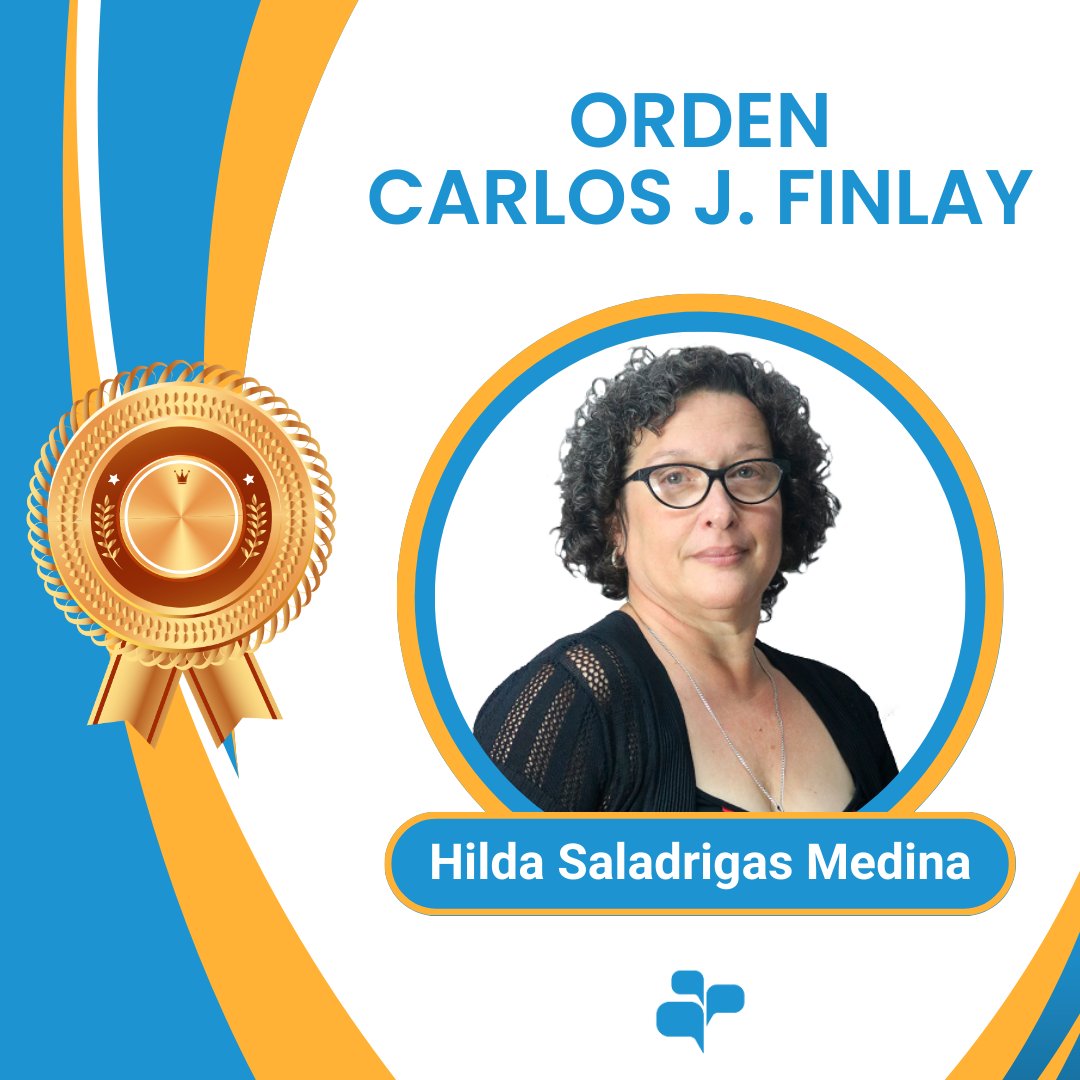 fcomUH's tweet photo. #OrgulloFeconiano porque nuestra querida profe Hilda Saladrigas Medina recibió ayer la Orden Carlos J. Finlay en el Aula Magna 🎖️👏🤗 de la @UdeLaHabana ¡Muchas Felicidades! 🤗💙
.
.
.
#295UH #AlmaSaberEntrega #OrgulloUH #FEUFCOM #FCOMesCasa https://t.co/txsf2wgDov