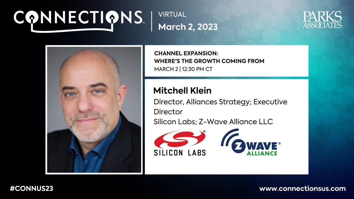 Join #ZWave Executive Director @Mitchell_Klein (virtually) at @ParksAssociates #CONNUS23 next week for this great conversation on one of our favorite topics: how we can make a more seamless #SmartHome experience.  

Register here: parksassociates.com/events/connect…