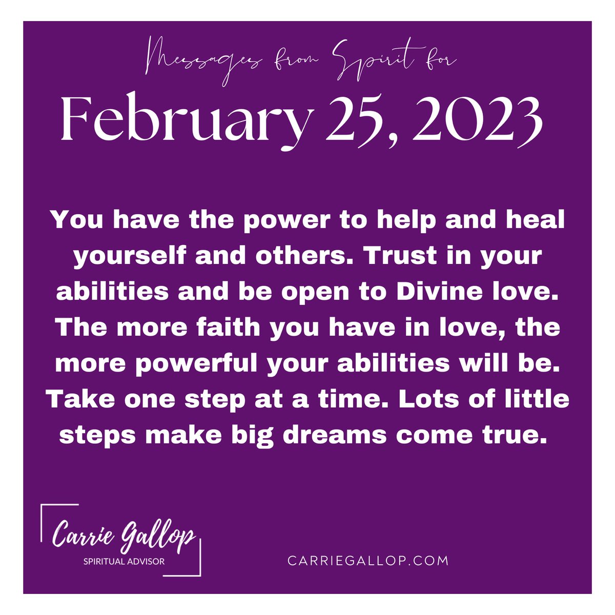 Messages From Spirit for February 25, 2023 ✨

#Daily #Guidance #Message #MessagesFromSpirit #February25 #Feb25 #YouHaveThePower #Help #Heal #Yourself #Others #Trust #Abilities #BeOpen #Divine #Love #Faith #Powerful #Power #TakeOneStep #LittleSteps #BigDreams #Dreams
