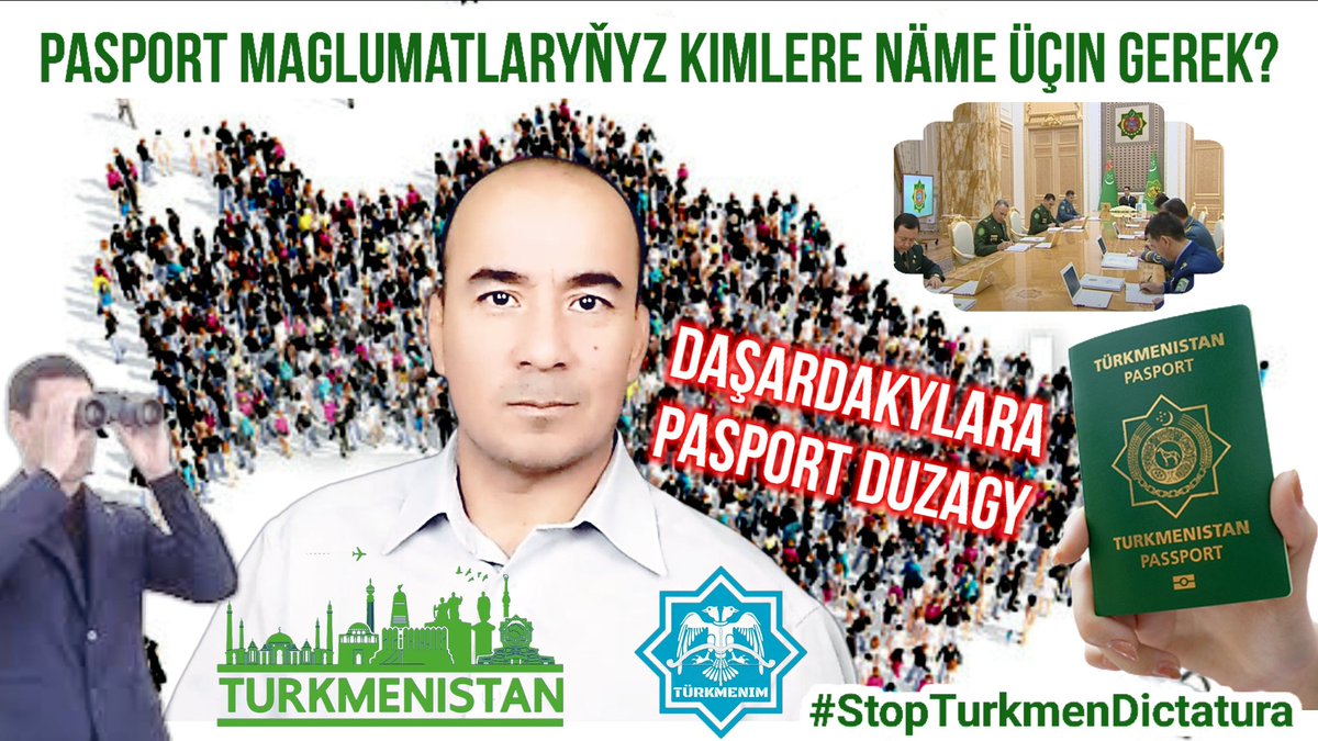 TMdemocracy's tweet photo. #Turkmenistan Who needs the information of hundreds of thousands of citizens with expired old passports abroad, for what purposes? Public opinion on the passport information trap. #StopTurkmenDictatura #DowletBayhan #Hereket On #Turkmenim YouTube channel: https://t.co/M0AWuWZCx3 https://t.co/n4QD8ti1hT