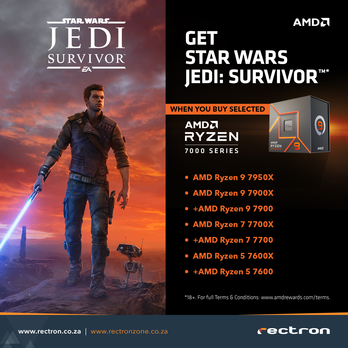 Rectron's tweet photo. You can qualify to get the Star Wars Jedi Survivor game for ๐๐ฅ๐๐!!
All you have to do is purchase selected AMD Ryzen 7000 series processors from our #RectronPartners!
*๐๐๐๐๐ ๐ฃ๐๐๐๐ ๐๐๐๐ 10 ๐ฝ๐๐ 2023 - 1 ๐ด๐๐๐๐ 2023.
*๐ก&๐'๐ ๐๐๐๐๐ฆ
#AMD #Processors https://t.co/qKmtPViHiR