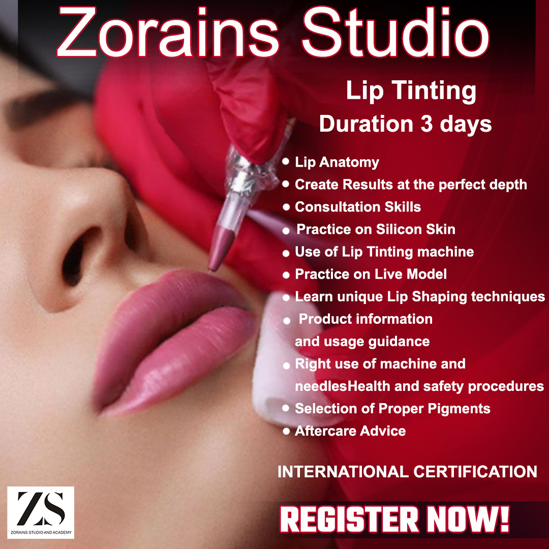 zorainsstudio's tweet photo. Lip Tinting Course

* Become a Professional Lip Tinting Artist
* Learn the Latest Techniques
* Procedure of Lip Tinting
* Selection on right tint
* Use of right tools and equipment
* Practice on Live Models
* Product Knowledge
* Safety and sanitation https://t.co/Mx2ZHArV3A