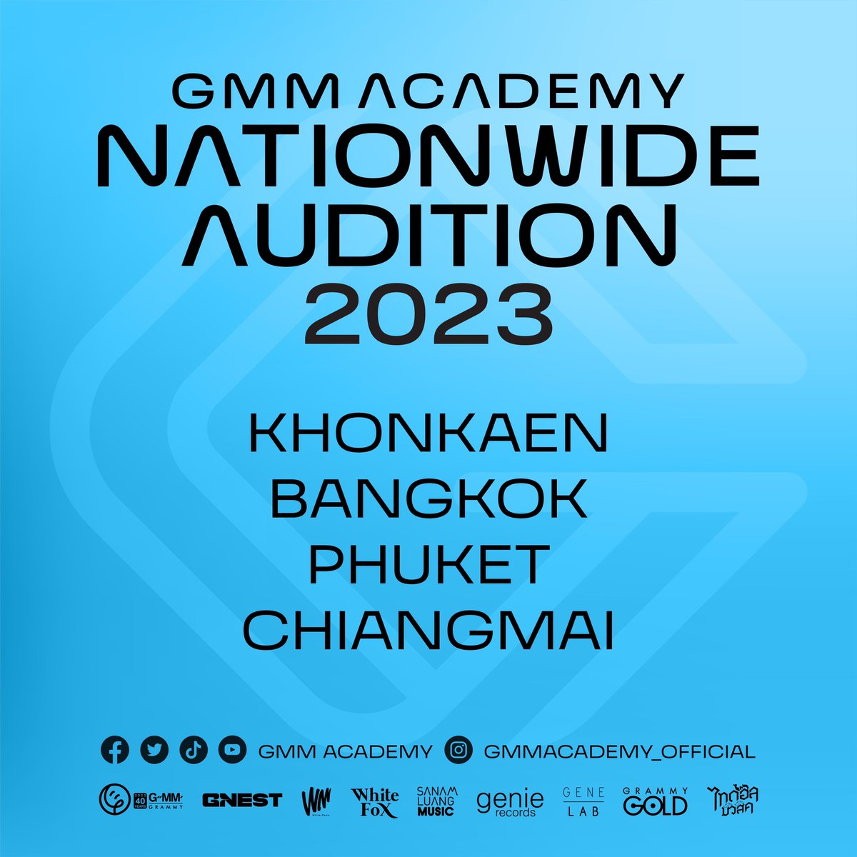gmmaudition's tweet image. พบกับ GMM ACADEMY NATIONWIDE AUDITION 2023 เร็ว ๆ นี้

ตารางออดิชั่น
ภาคอีสาน จ.ขอนแก่น
ภาคกลาง จ.กรุงเทพ
ภาคใต้ จ.ภูเก็ต
ภาคเหนือ จ.เชียงใหม่

#TeamIdol
#TeamPopstar 
#TeamThaidol
#GMMACADEMY #GMMAUDITION #GMMGrammy
#ShineYourTalent