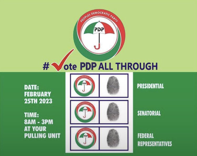 Buluskc's tweet photo. Today, PDP FROM TOP TO BOTTOM!
 #Nigeriadecide2023 #NigeriaElections2023 #pdproadtovictory #PDP 
#AtikuOrganizingForAction https://t.co/cAJcFKQQXK