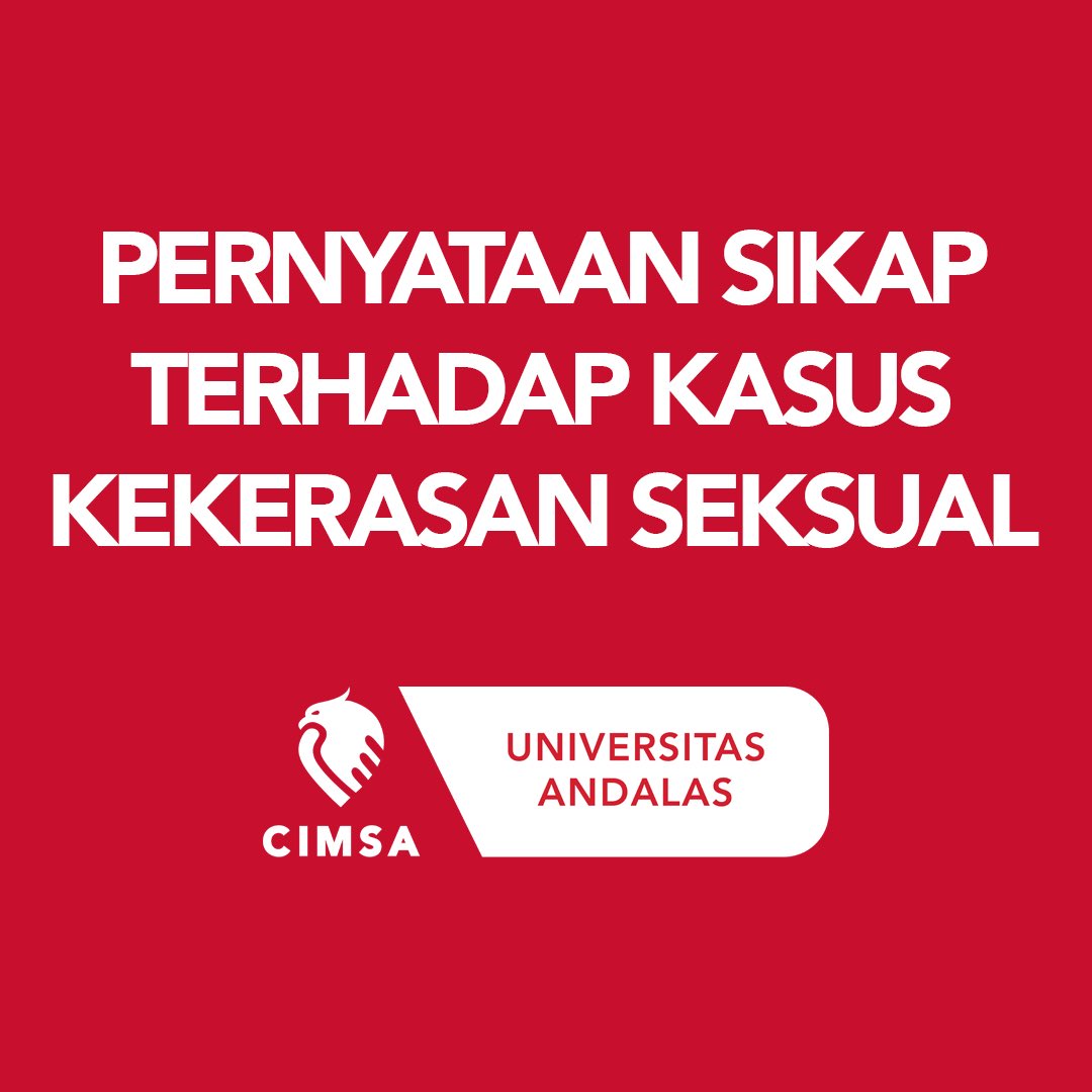 cimsaunand's tweet photo. [PERNYATAAN SIKAP CIMSA-BEM KM FK UNAND]

Menanggapi berita yang tersebar hari Jum'at, 24 Februari 2023, kami atas nama CIMSA-BEM KM FK Unand mengeluarkan pernyataan sikap menentang  dan menolak keras segala bentuk kekerasan seksual. https://t.co/oFXJm4NOPU