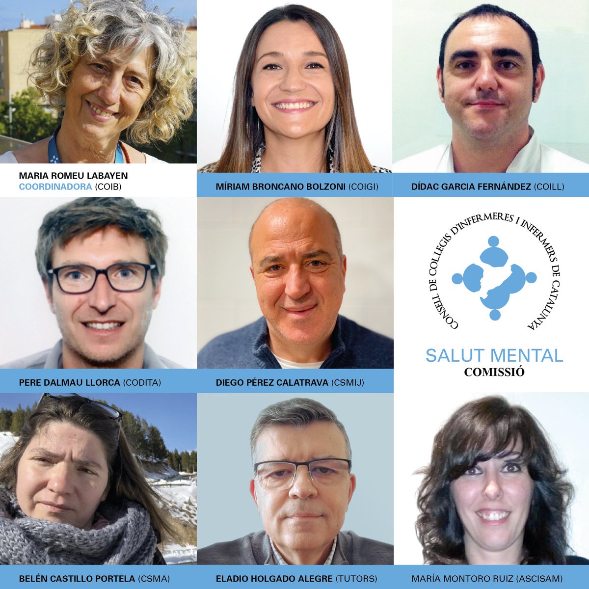 codita_tgn's tweet photo. Nous membres de la Comissió de #SalutMental a @infermerescat: 
Maria Romeu (coordinadora, COIB), Míriam Broncano (COIGI), Dídac Garcia (COILL), Pere Dalmau (#CODITA), Diego Pérez (CSMIJ), Belén Castillo (CSMA), María Montoro (ASCISAM) i Eladio Holgado (TUTORS). 
#SMde10 
#CCIIC https://t.co/YsATwFENat