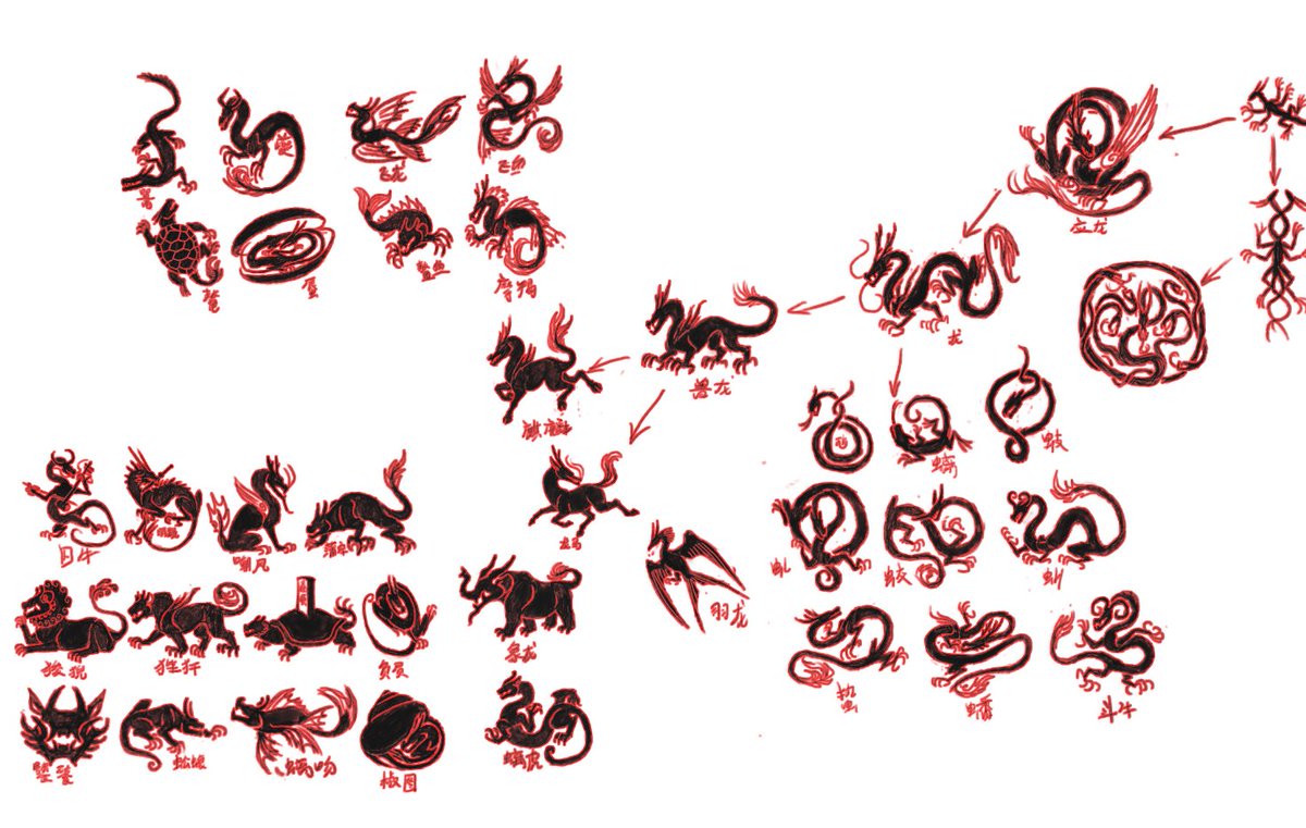 东方龙进化分支图cladograms of eastern dragon